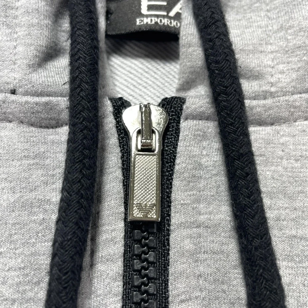 Emporio Armani EA7 Hoodie Kids 10 Gray Black Colorblock Full Zip Logo Cotton